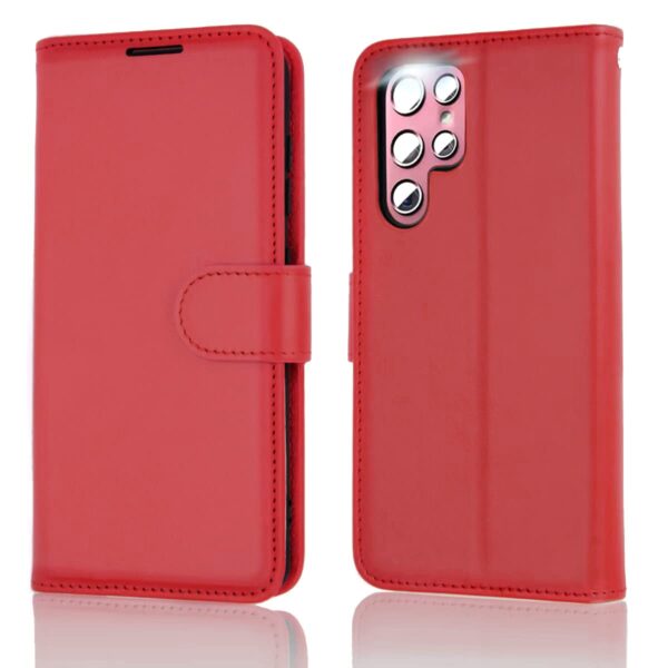 TECHGEAR Red PU Leather Wallet Case for Samsung Galaxy S23 Ultra with Card Holder