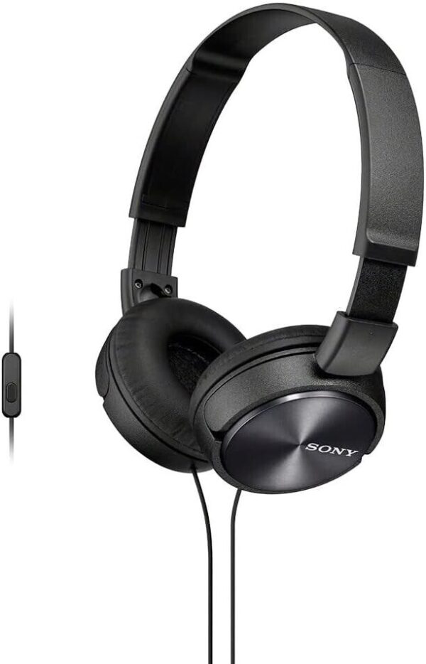 Sony MDR‑ZX310AP On‑Ear Wired Headphones w/ Mic, Swivel Fold – Black - Image 3