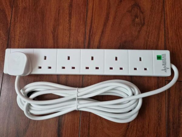 STATUS 6-Way Surge Protected Extension Socket, White, 2m Cord - Image 4
