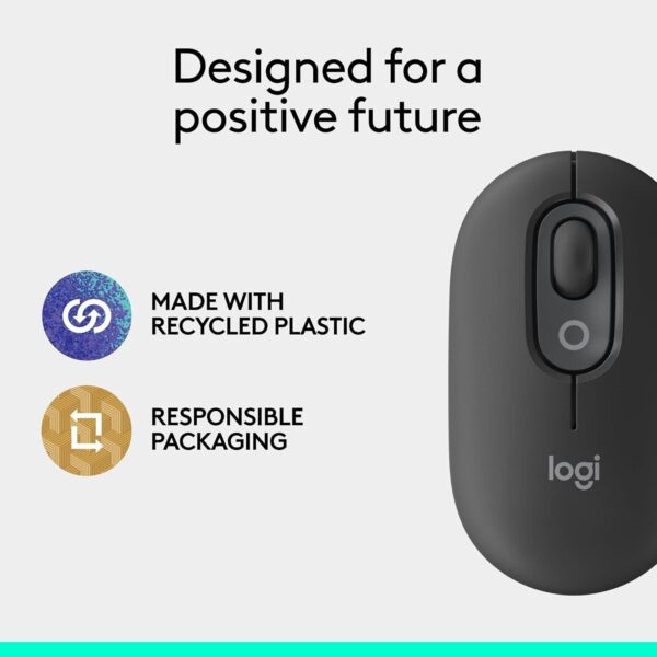 Logitech POP Mouse Bluetooth, Prog. Buttons, Quiet Click, 3-Device, Graphite - Image 3