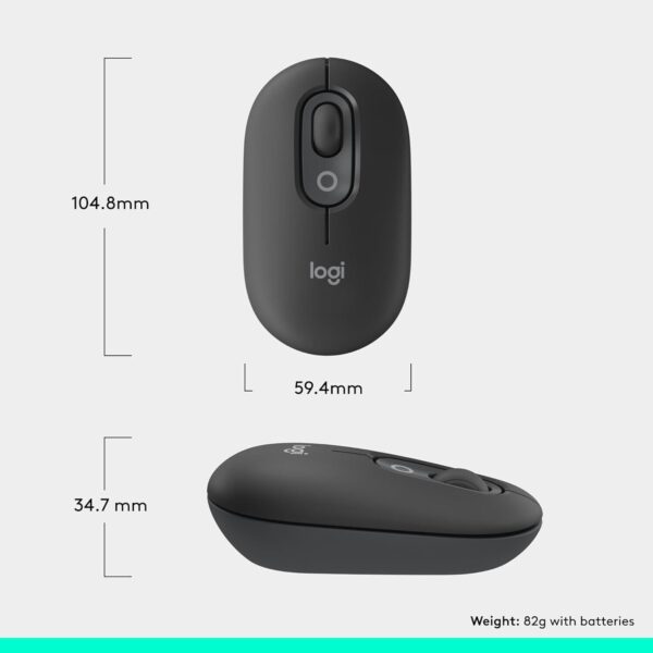 Logitech POP Mouse Bluetooth, Prog. Buttons, Quiet Click, 3-Device, Graphite - Image 4