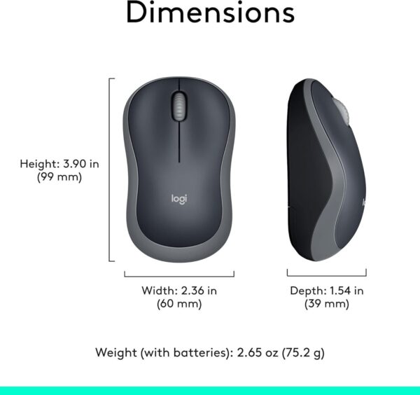 Logitech M185 Wireless Mouse – Barely Used, Black, 2.4GHz, USB Mini Receiver - Image 4