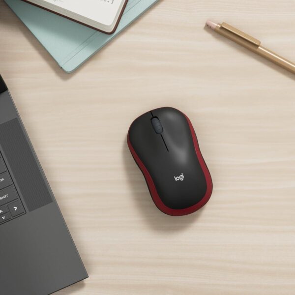 Logitech M185 Wireless Mouse – Barely Used, Red, 2.4GHz, USB Mini Receiver - Image 3