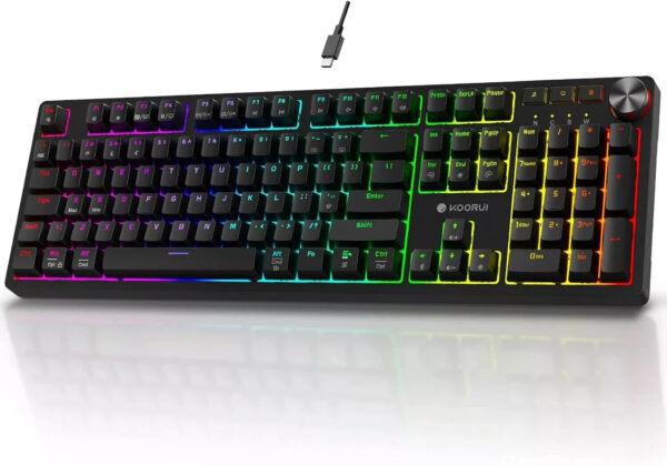 KOORUI MK104 Gaming Keyboards RGB Backlit Mechanical Keyboard Wired Brown SWITCH