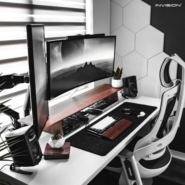 Invision Dual PC Monitor Arm Bracket Ergonomic Height Adjustable Gas Assisted - Image 2