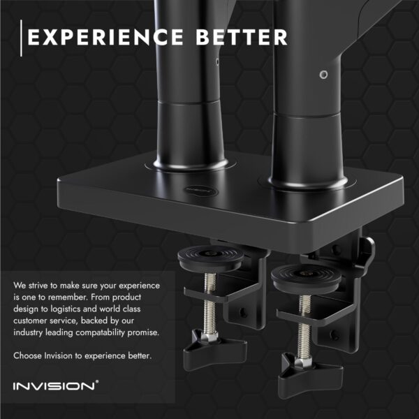 Invision Dual PC Monitor Arm Bracket Ergonomic Height Adjustable Gas Assisted - Image 4