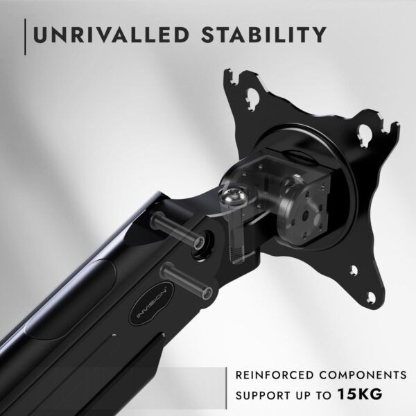 Invision Dual PC Monitor Arm Bracket Ergonomic Height Adjustable Gas Assisted - Image 5