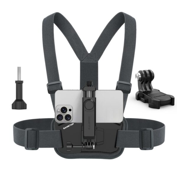Sametop Chest Mount Harness – iPhone, Samsung, GoPro, DJI, POV/VLOG Action Cam