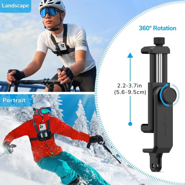 Sametop Chest Mount Harness – iPhone, Samsung, GoPro, DJI, POV/VLOG Action Cam - Image 4