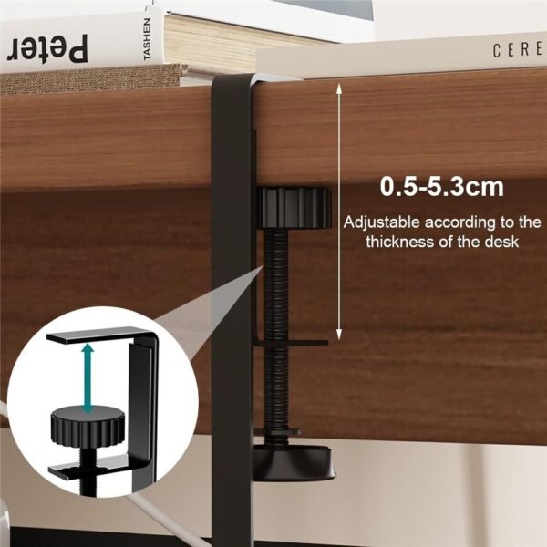 Mecmbj Under Desk Cable Management Tray – Clamp Mount, No-Drill, Mesh (Black) - Image 5