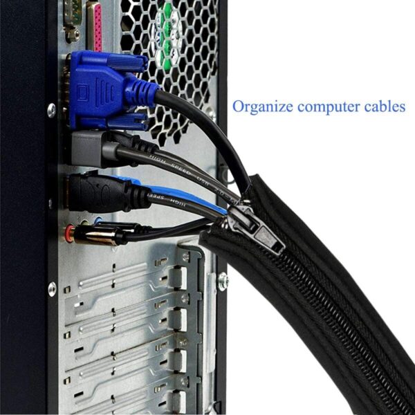 Teskyer 4-Pack Cable Management Sleeve, Zippered, 15in/38cm for TV, PC & Office - Image 2