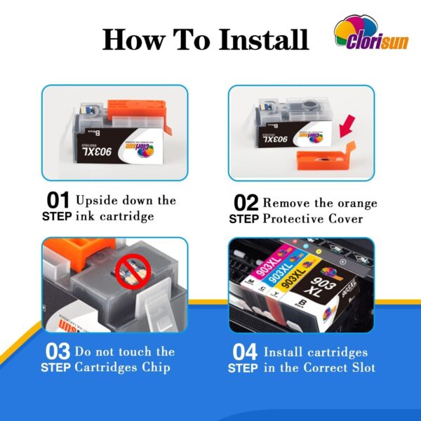 Clorisun 903XL Black Ink Cartridges 2-Pack for HP OfficeJet/Pro 6950/6960/6970 - Image 4