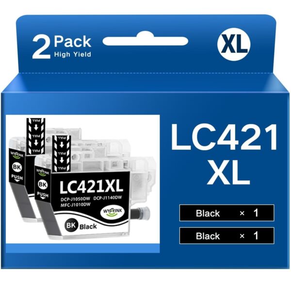 LC421XL Compatible WYFYINK Ink Cartridges for Brother DCP-J1050DW (2 Black)
