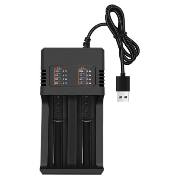 Universal Dual Slot USB Charger Li-Ion/1.2V Batteries (10440-18500)