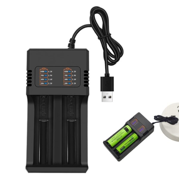Universal Dual Slot USB Charger Li-Ion/1.2V Batteries (10440-18500) - Image 3
