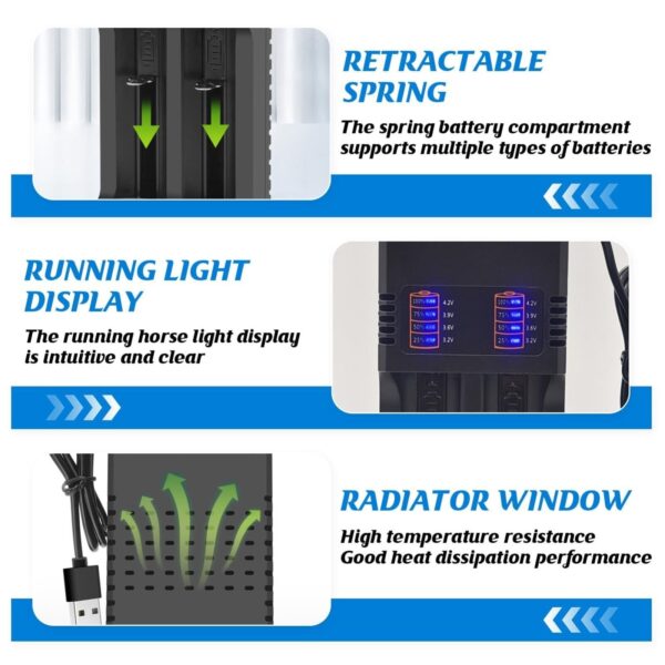 Universal Dual Slot USB Charger Li-Ion/1.2V Batteries (10440-18500) - Image 6