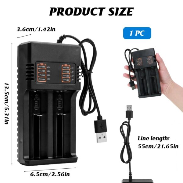 Universal Dual Slot USB Charger Li-Ion/1.2V Batteries (10440-18500) - Image 8