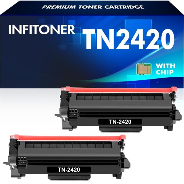 TN2420 2-Pack Black Toner Cartridge for Brother HL-L2350DW, MFC-L2710DW & More - Image 8