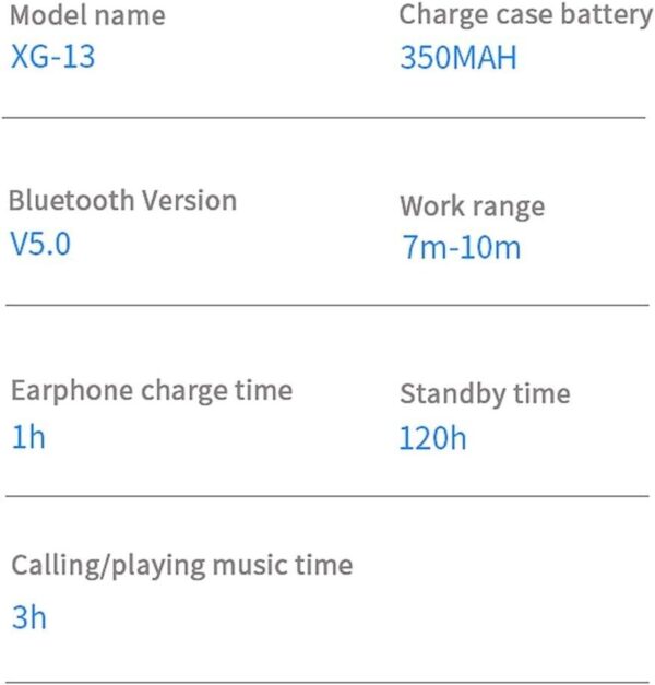 XG-13 True Wireless Bluetooth 5.0 Earbuds – HiFi Stereo & Charging Case - Image 8