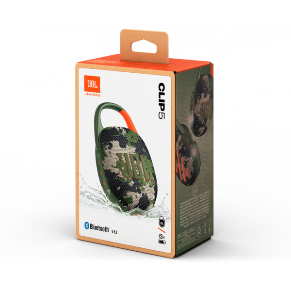 JBL Clip 5 Squad Camo IP67 Waterproof Bluetooth Speaker w/ Carabiner Clip - Image 2
