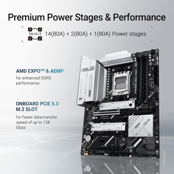 ASUS PRIME X870-P WIFI AMD ATX MB | PCIe 5.0, DDR5, 4x M.2, WiFi 7 - Refurb Pins - Image 3