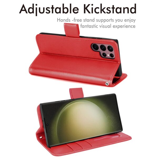 TECHGEAR Red PU Leather Wallet Case for Samsung Galaxy S23 Ultra with Card Holder - Image 4