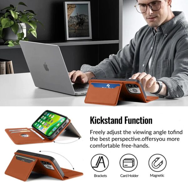 S. Dawezo iPhone 13 Pro Max Leather Wallet Case: Magnetic Flip, Card Holder, Stand - Image 2