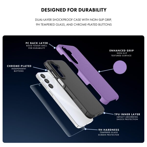 Samsung Galaxy A16 5G Case + 2 Screen Protectors, Military Grade Shockproof Cover - Image 3