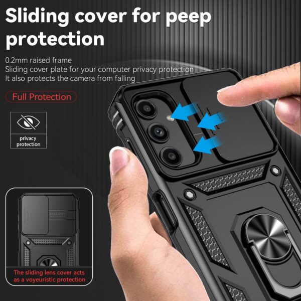 Teayoha Samsung A25 5G Case Shockproof Screen/Cam Cover Magnetic Kickstand Black - Image 2