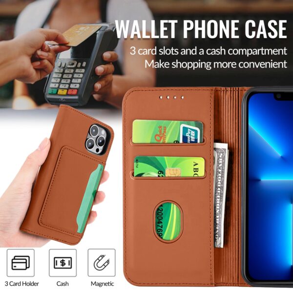 S. Dawezo iPhone 13 Pro Max Leather Wallet Case: Magnetic Flip, Card Holder, Stand - Image 4