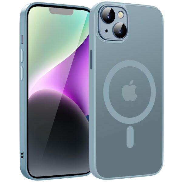 KPPIT iPhone 14 Plus case Compatible with MagSafe,Translucent Matte Back Camera